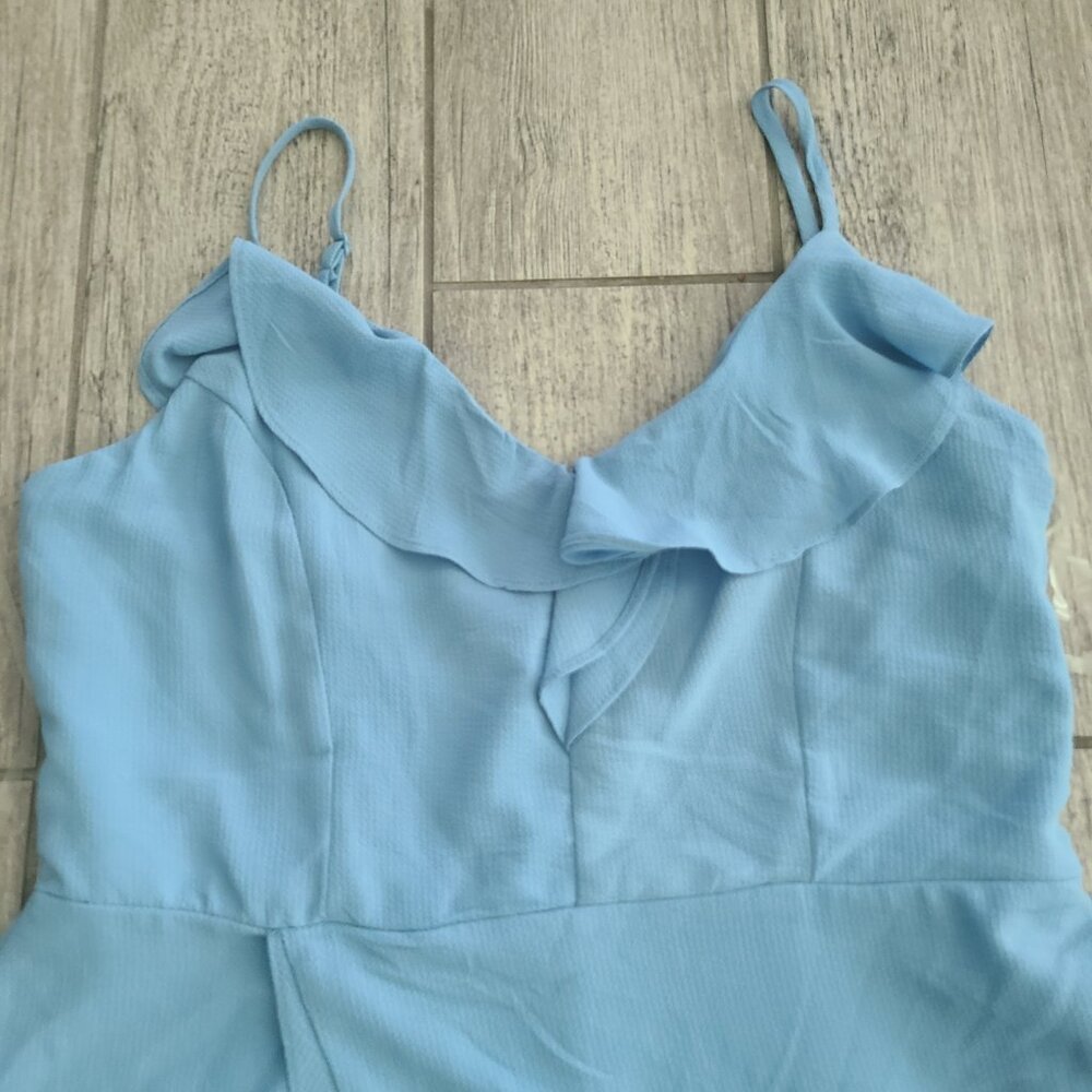 GB Fan Favs ruffle high low dress dusty blue size large NWT - Picture 3 of 13